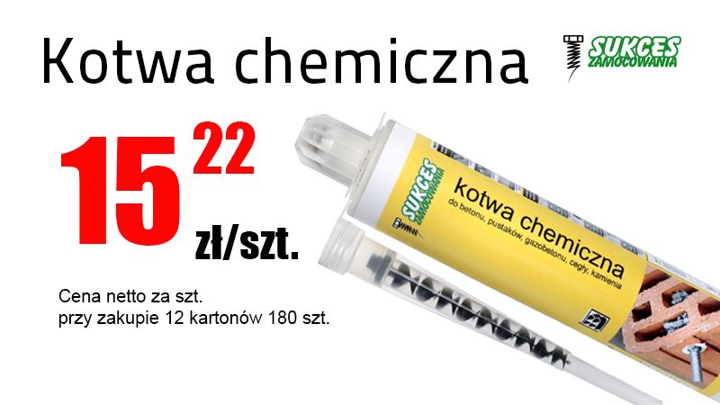 Kotwy chemiczne oferta producenta - ceny hurtowe.